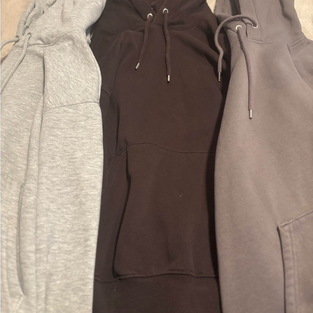 Gray, Black, and Dark Gray Hoodies